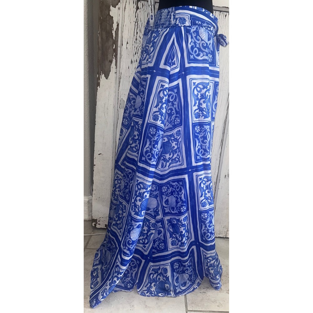 Blue & White Full Maxi Skirt- XL - Picture 5 of 6